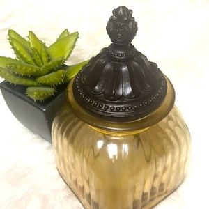 Large Glass Canister-With Metal Cover